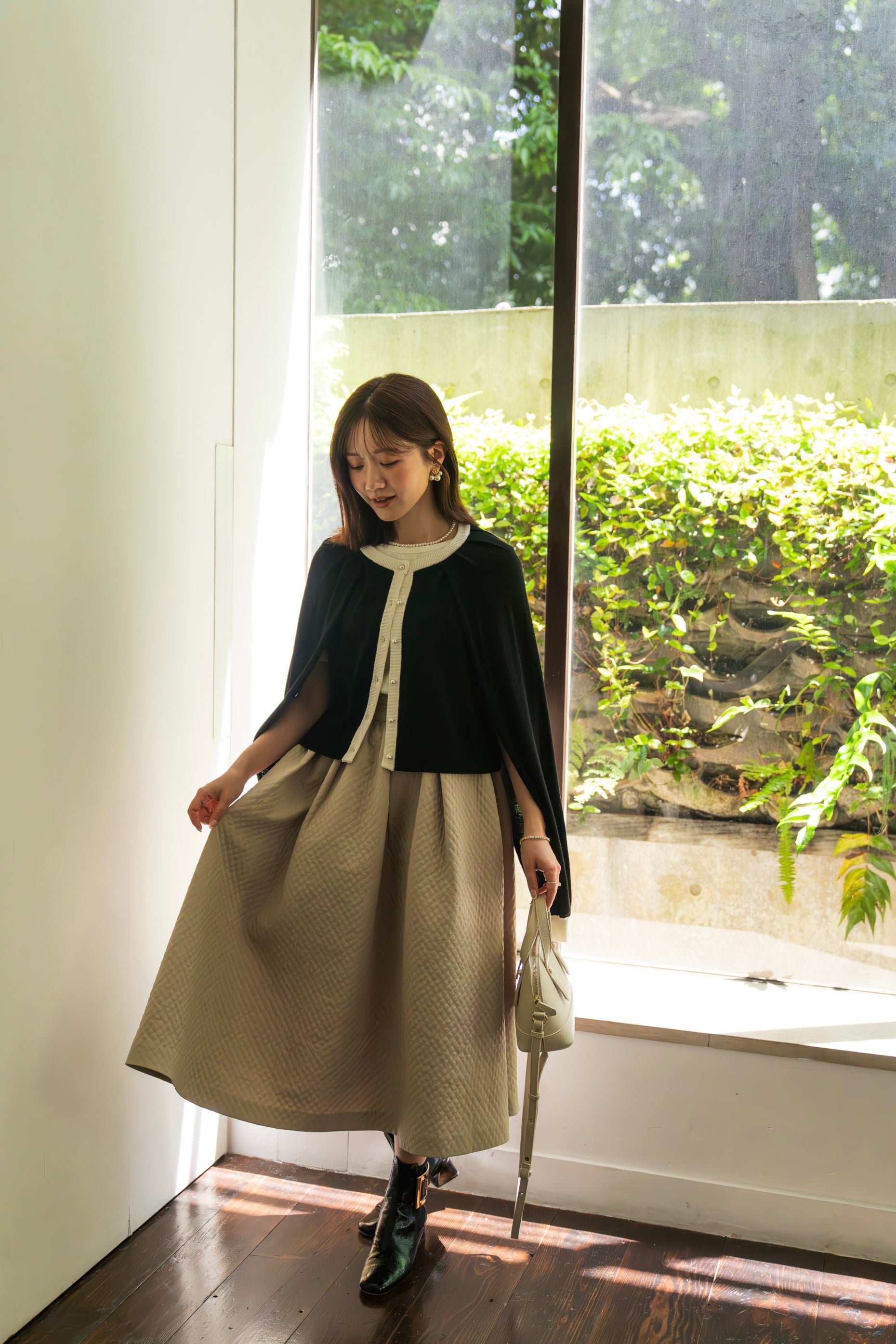 メゾンエシェル 2WAYバイカラーニットカーディガン ネイビー メゾン