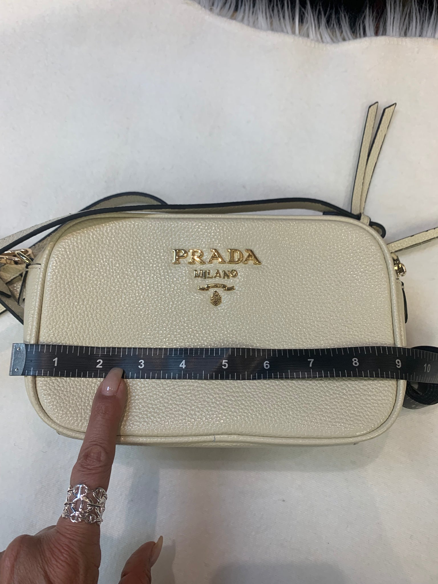 Prada Leather Cream Camera-Style Crossbody Bag (preowned
