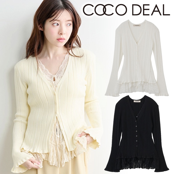 再入荷】COCODEAL ココディール レースドッキングニット 76131003