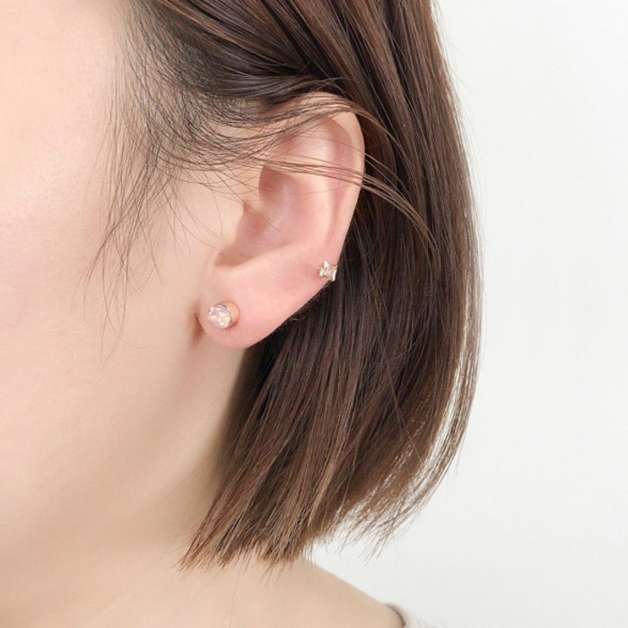 セットピアス 5個 サークル スクエア ストーン【4color】 | ピアス