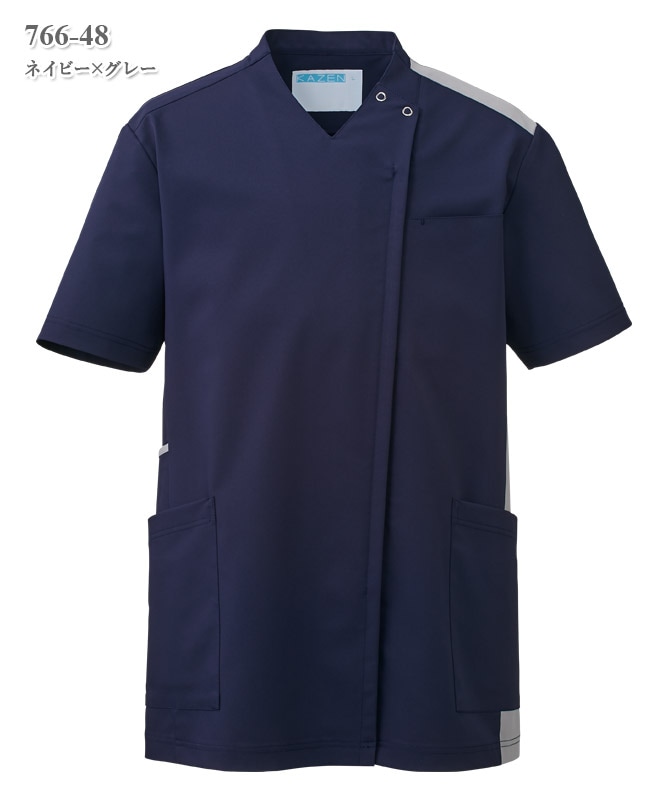 男女兼用スクラブジャケット半袖[KAZEN製品] 766｜THS-白衣通販・販売