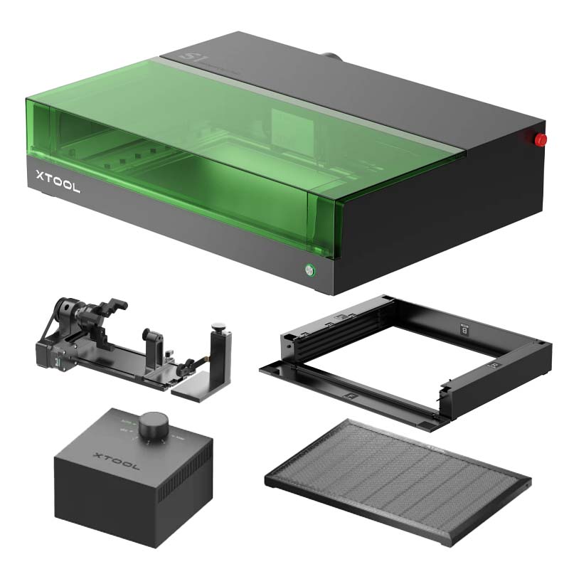 XTOOL 密閉型レーザー彫刻機 S1 20W Delux版（ブラック）（本体+エア