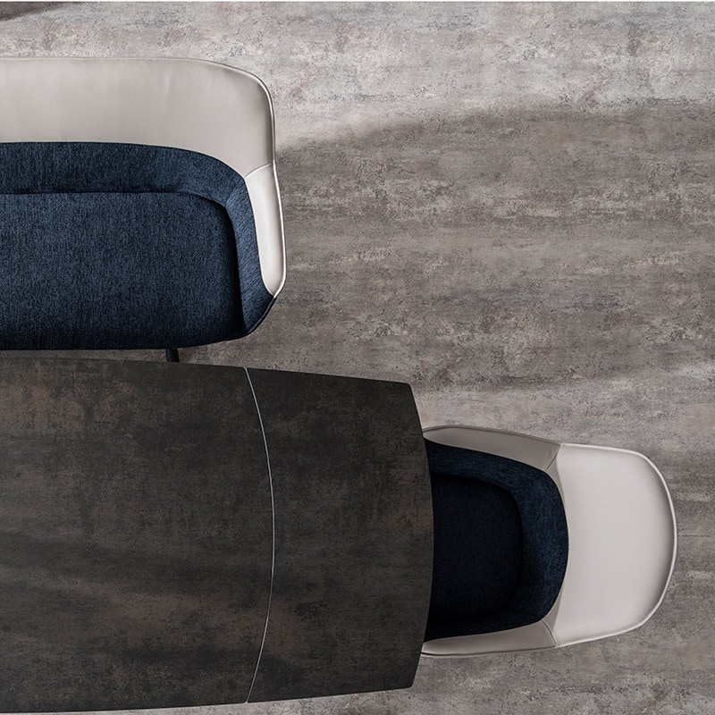 伸長ダイニングセット NICOLA セラミックテーブル 160EXT BK ＋ 回転