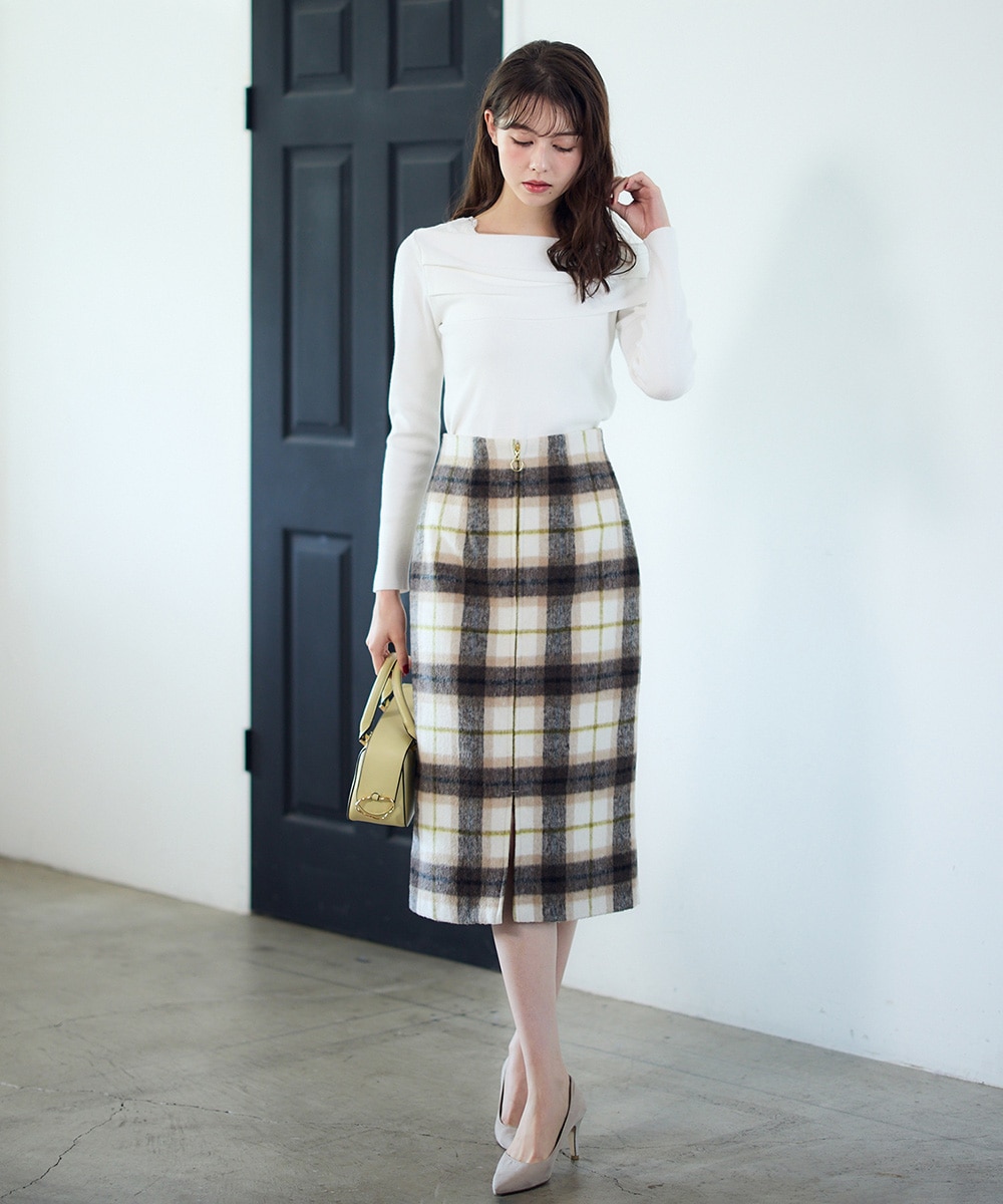 SALE】フロントファスナーチェック柄タイトスカート - 12Twelve Agenda