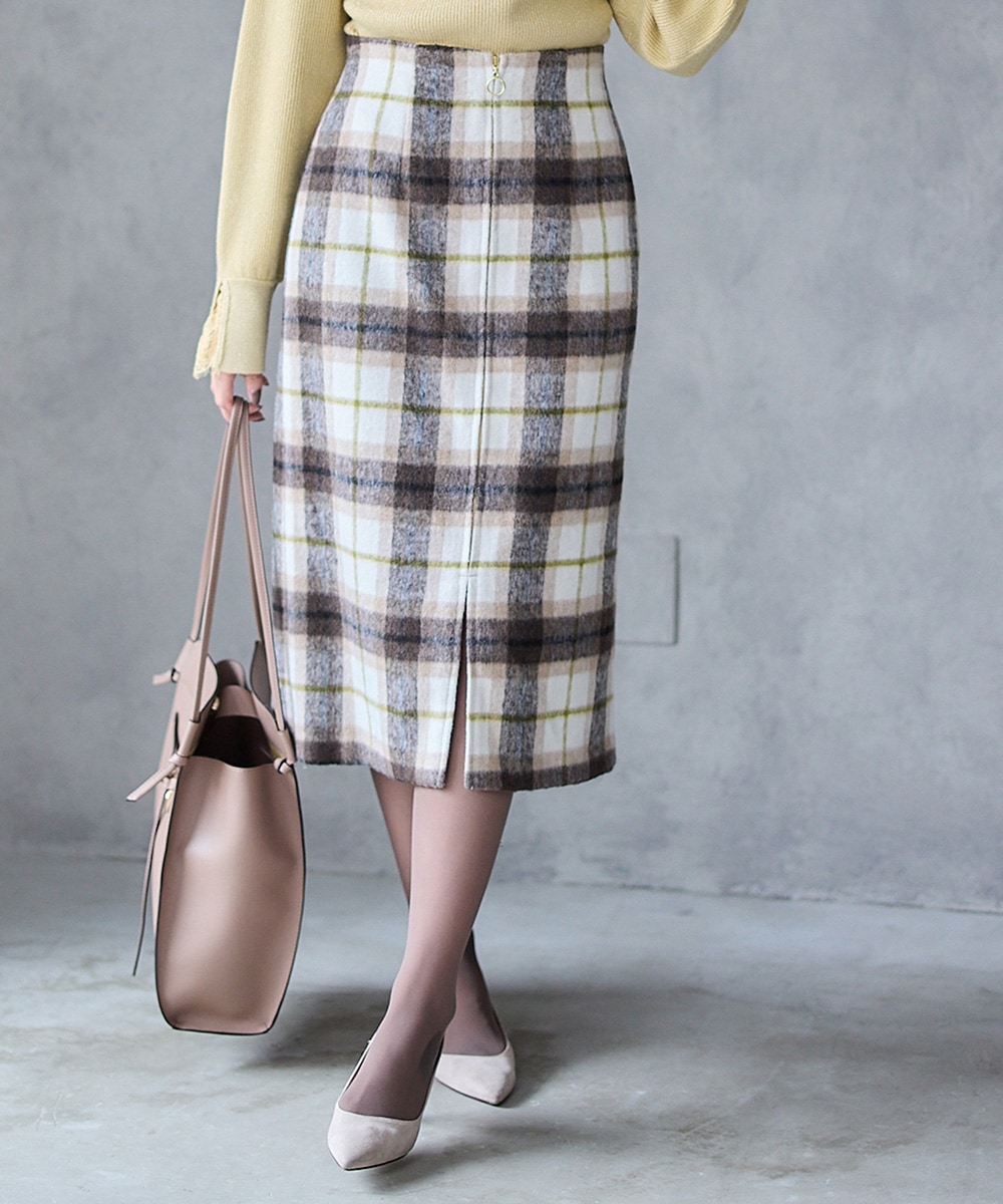 SALE】フロントファスナーチェック柄タイトスカート - 12Twelve Agenda