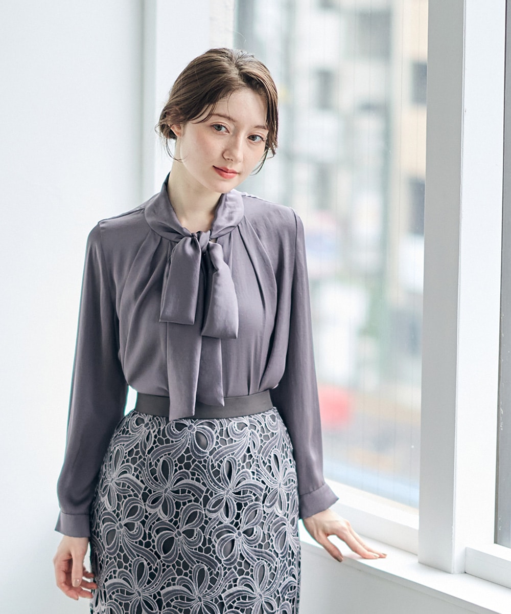 ヴィンテージサテンマルチウェイボウタイブラウス - 12Twelve Agenda