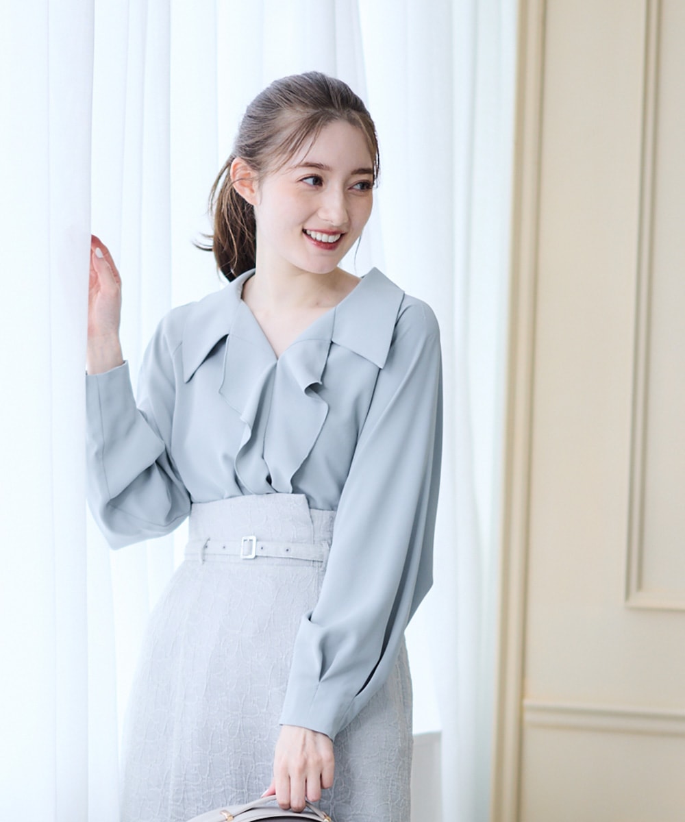 SALE】【Mimi Special Collaboration】前立てフリル開襟ブラウス