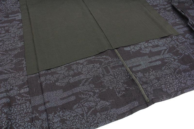 中古】 本場結城紬 単衣 証紙 着物 裄丈65 リサイクル着物 正絹 袷