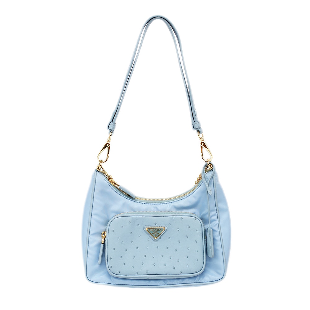 天白】【PRADA】プラダ ショルダーバッグ リナイロン オーストリッチ