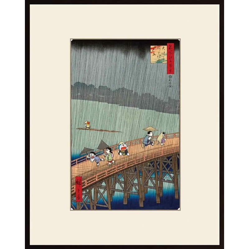 ドラえもん 浮世絵木版画「名所江戸百景 大はしあたけの夕立」｜浮世絵工房