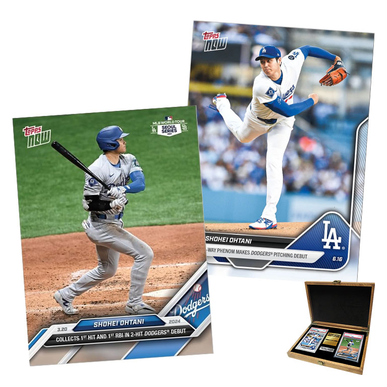 大谷翔平 トレーディングカード2枚 豪華木製BOX付きセット 大谷初