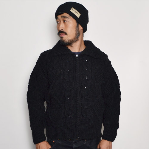 Artesania×US/Full Zip Collared Fisherman Knit(アルテサニア×アス