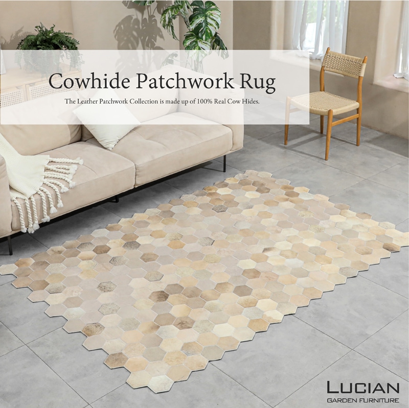 ラグ 本革 牛革 ハラコラグ グレージュ 160×230cm | インテリア雑貨