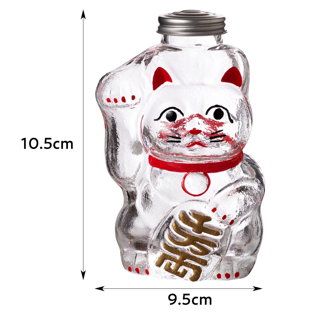 廣田硝子 招き猫 貯金箱 (SM-2M) レトロ感ある懐かしのガラス瓶 Lucky