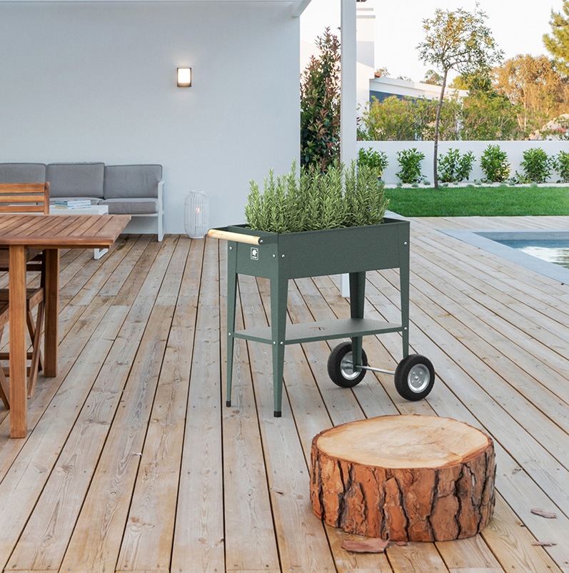 移動式栽培プランター トローリーワゴン ホルムグリーン | Urban