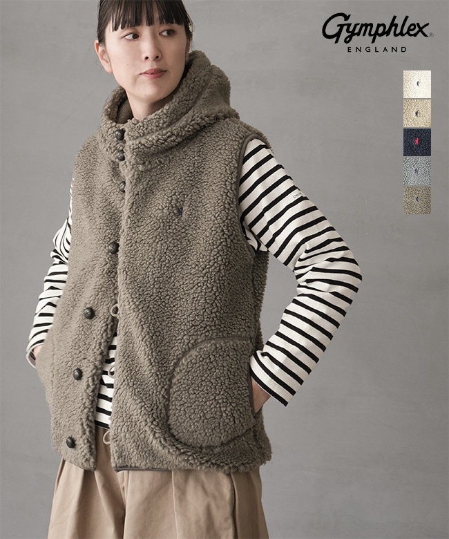 J-1069BOA]Gymphlex(ジムフレックス) BOA HOODED VEST ボアフーデッド