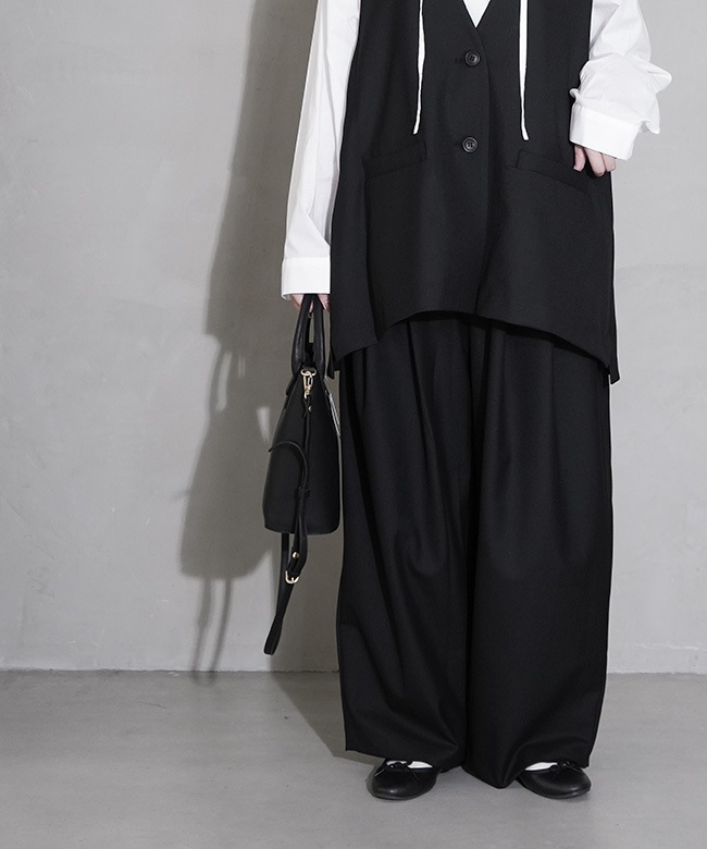 SALE 20%OFF】[3-260082]mizuiro ind(ミズイロインド) wide tuck PT