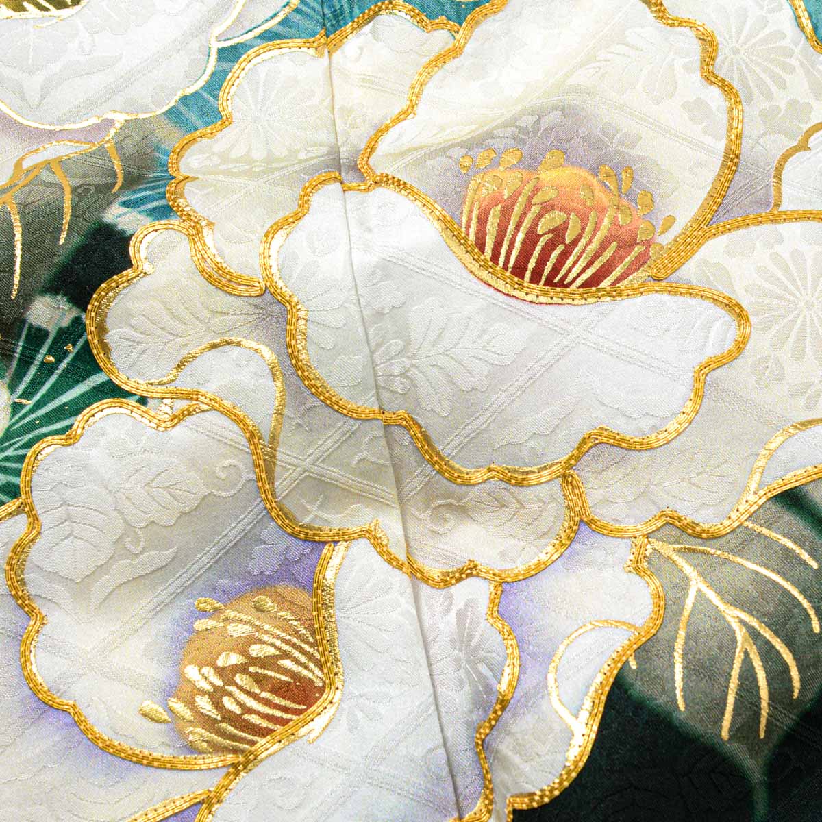 東京レトロ 深緑 松に椿（【振袖・袋帯・長襦袢のセット商品です