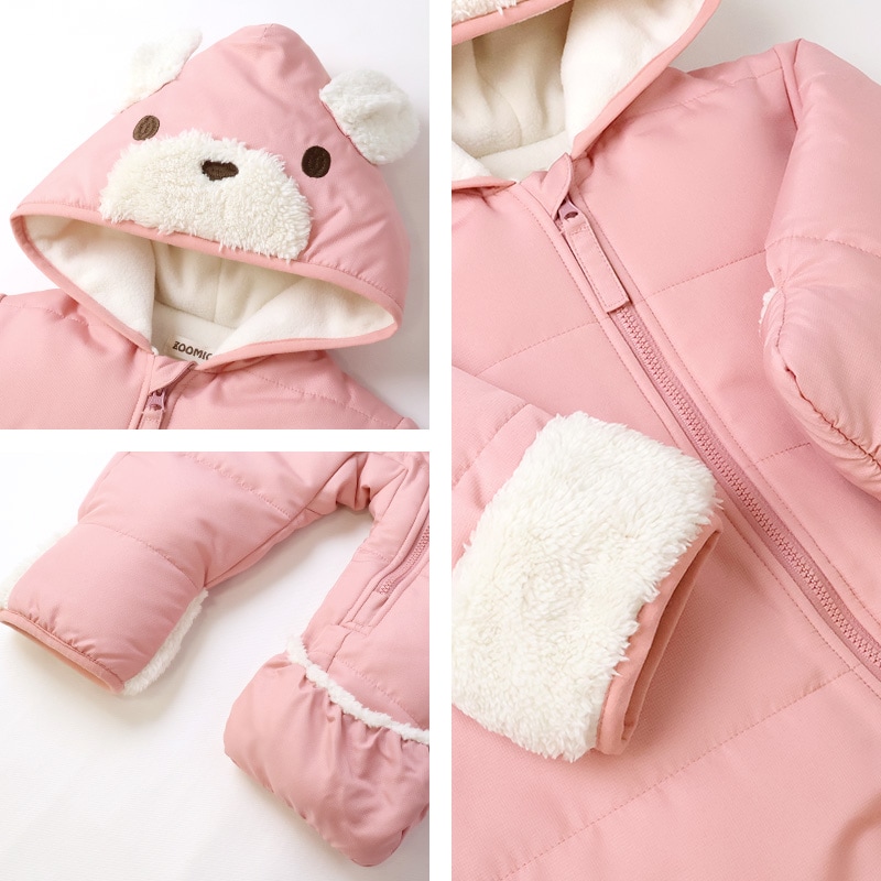 ベビー おくるみ ジャンプスーツ 中綿入り 撥水加工 防寒 保温 ( 70