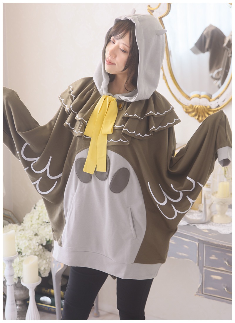 パーカー ドルマン ケープ みみずくちゃん びすけさんコラボ｜ Favorite