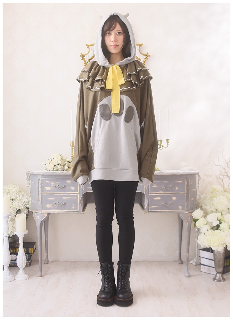 パーカー ドルマン ケープ みみずくちゃん びすけさんコラボ｜ Favorite