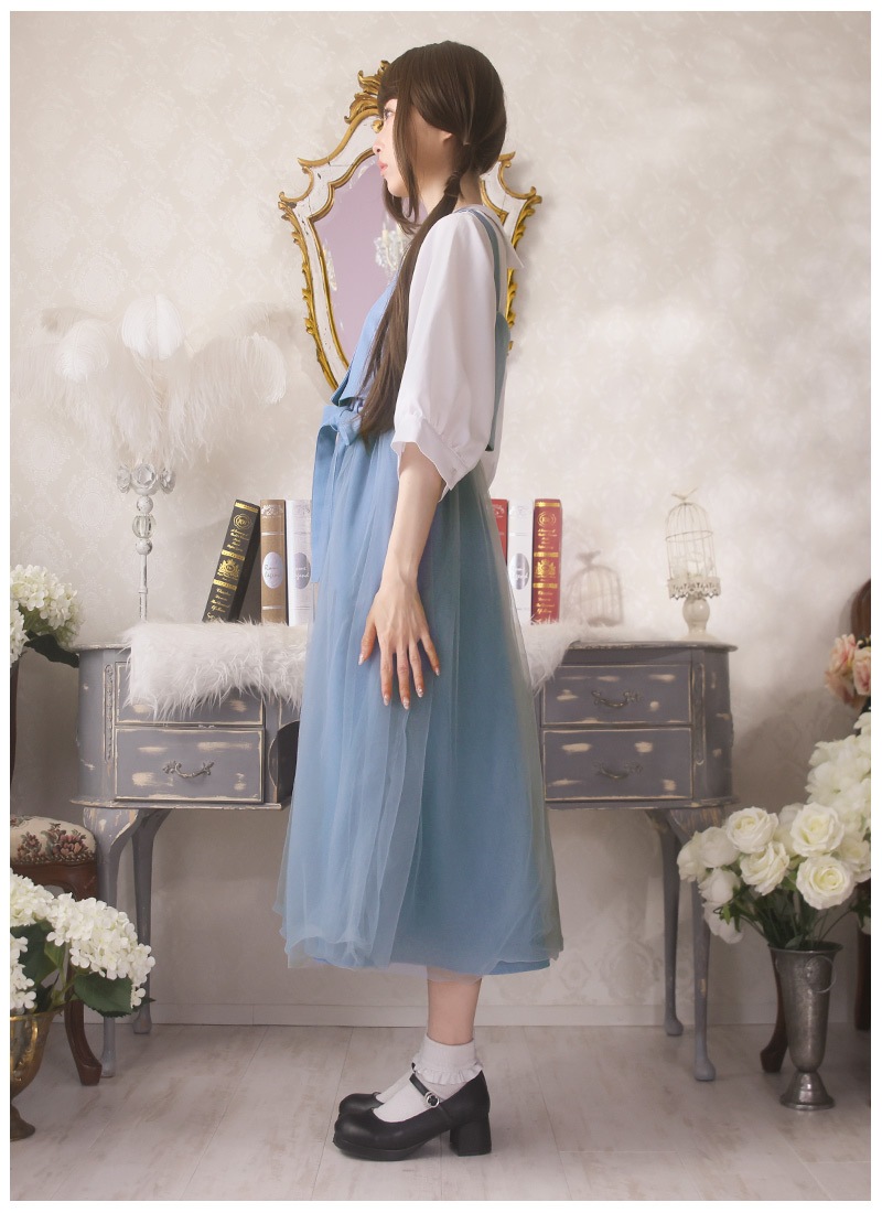 最短即日出荷】デニムビスチェと2層チュールの.*セットアップ風