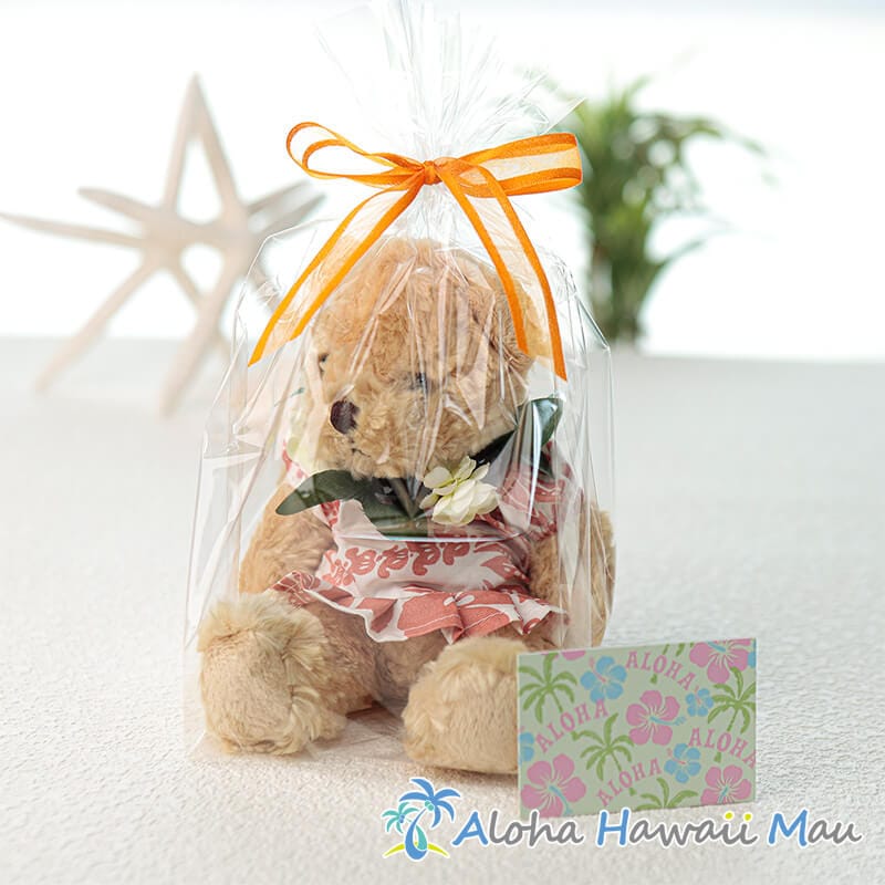 ハワイアン ベア ぬいぐるみ ムームーテディベア Sサイズ〈メッセージ