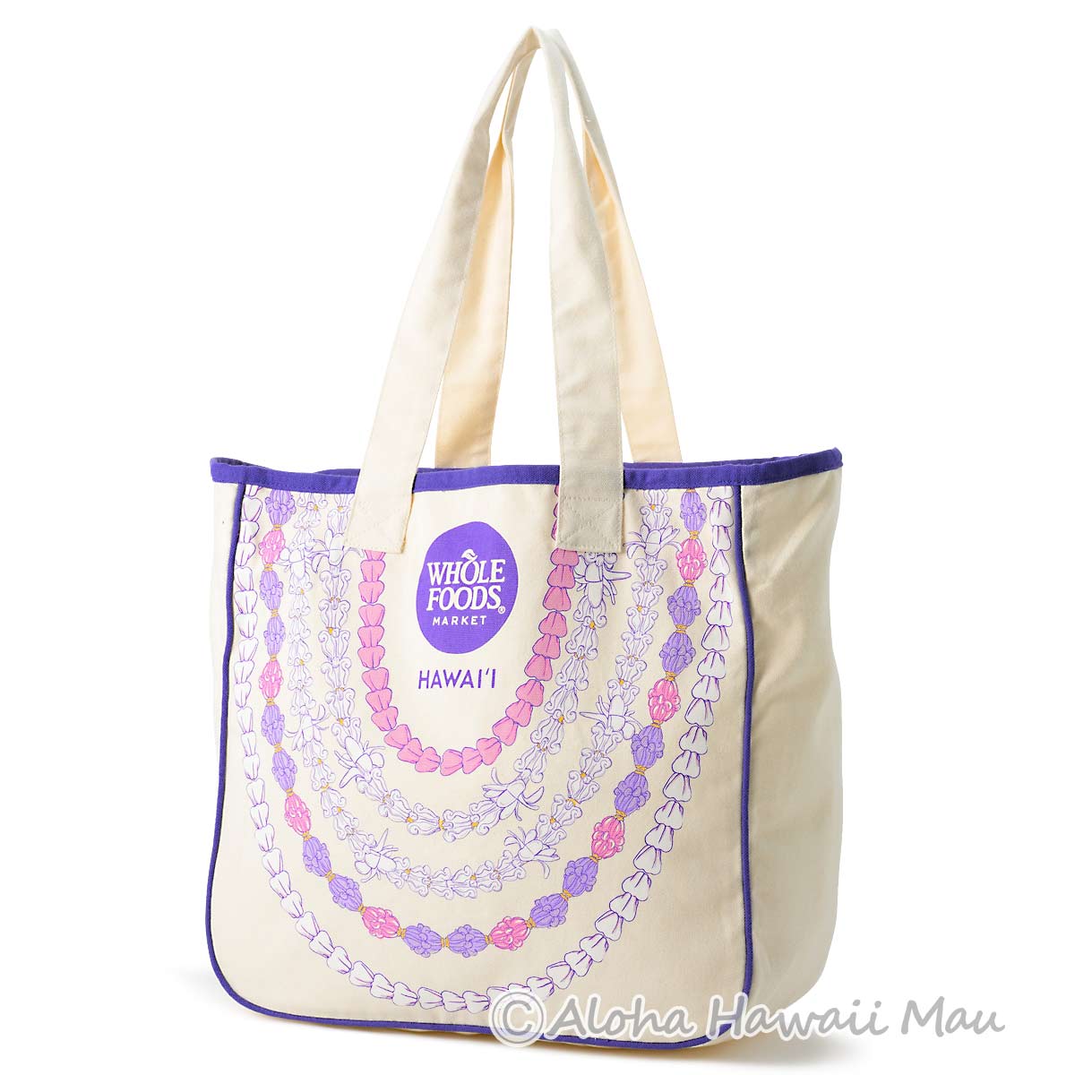 ハワイ限定〉ホールフーズマーケットトートバッグ レイ柄 エコバッグ