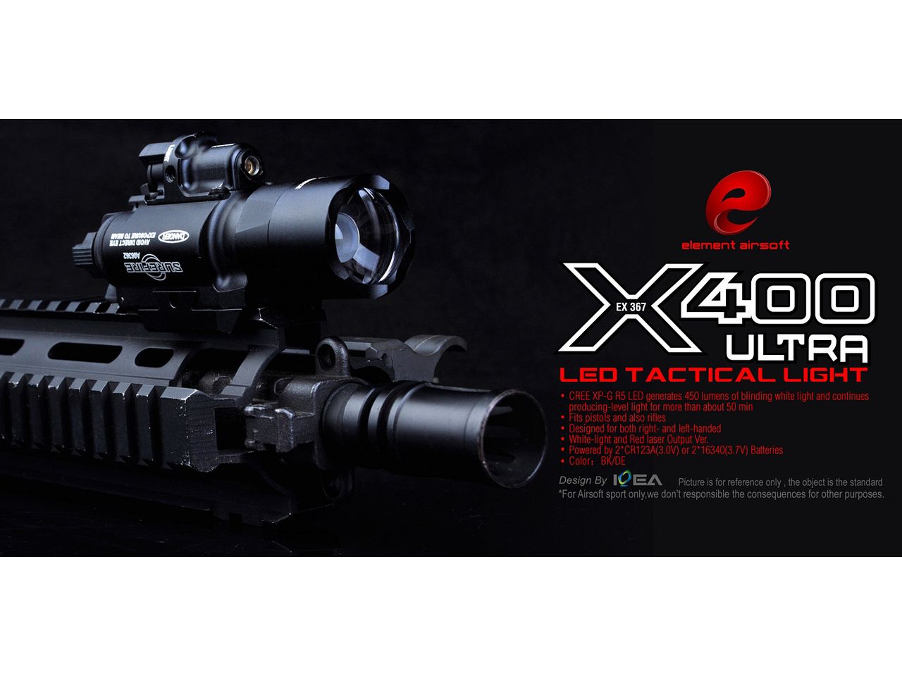 Element Hkタイプ USP Mk2 LEDフラッシュライト (BK) | 光学機器