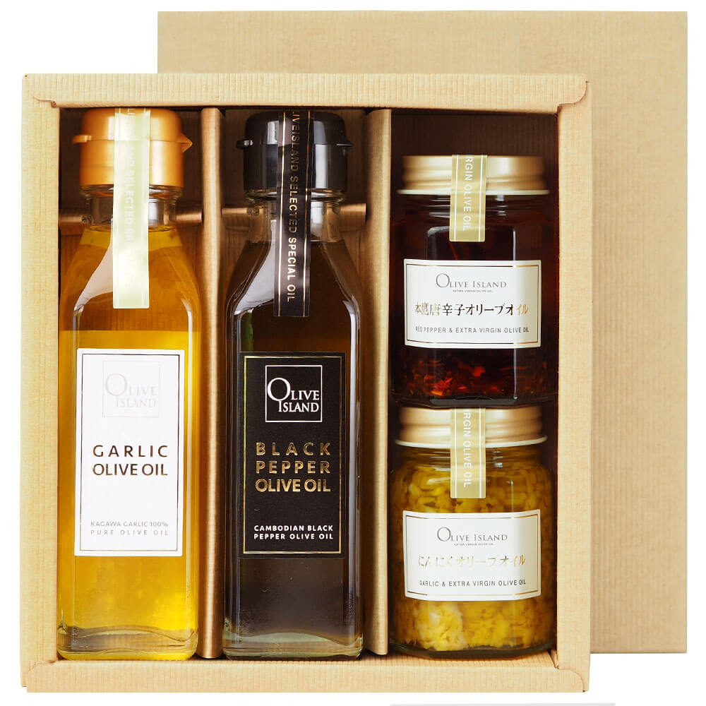 BOX入り調味料ギフトセット ガーリックオリーブオイル・ブラック