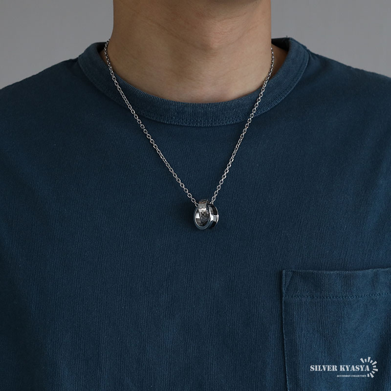 ステンレス ダブルリングネックレス [n757] | ネックレス,ステンレス