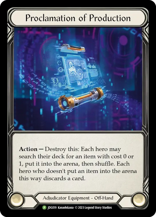 EN】《Cold Foil》[Adjudicator] Proclamation of production (装備品