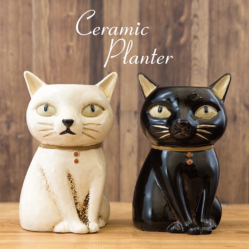 セラミックフラワーポット［cat ねこちゃん］の卸向け通販｜秋月貿易