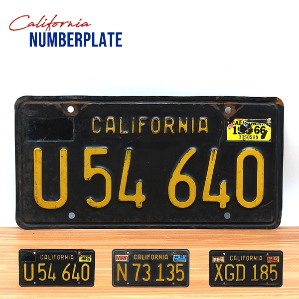 USED品 カリフォルニア ナンバープレート ブラック 全3種 60年代