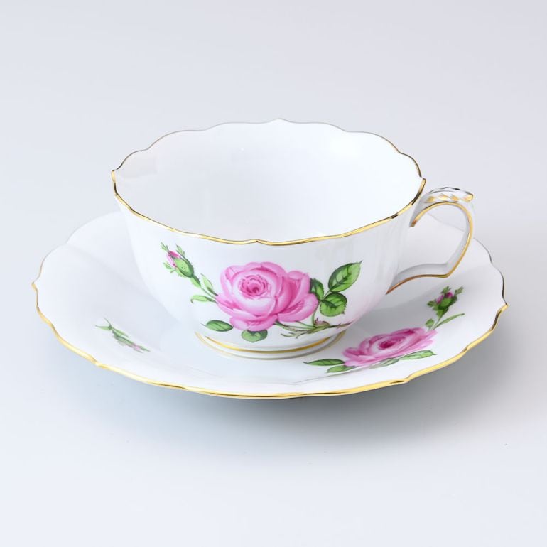 マイセン ピンクローズ ピンクの薔薇 ティーカップ＆ソーサー 150cc