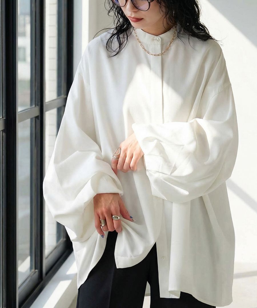 バルーンスリーブ シャツ レディース 長袖 トップス 送料無料・(100