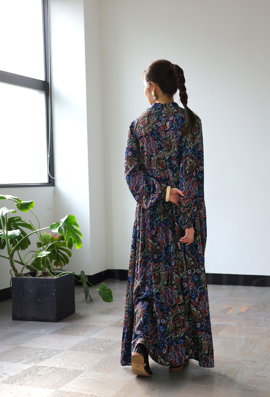 ペイズリー柄ワンピ ワンピース レディース ロング 送料無料・(500