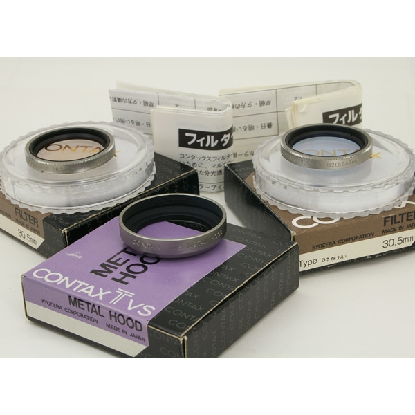 完動美品 コンタックス CONTAX TVS 専用革ケース レンズフードフィルタ
