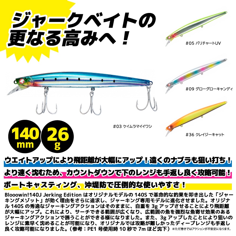 ブローウィン140J 釣り 140mm 26g スタンダードミノー ルアー BlueBlue