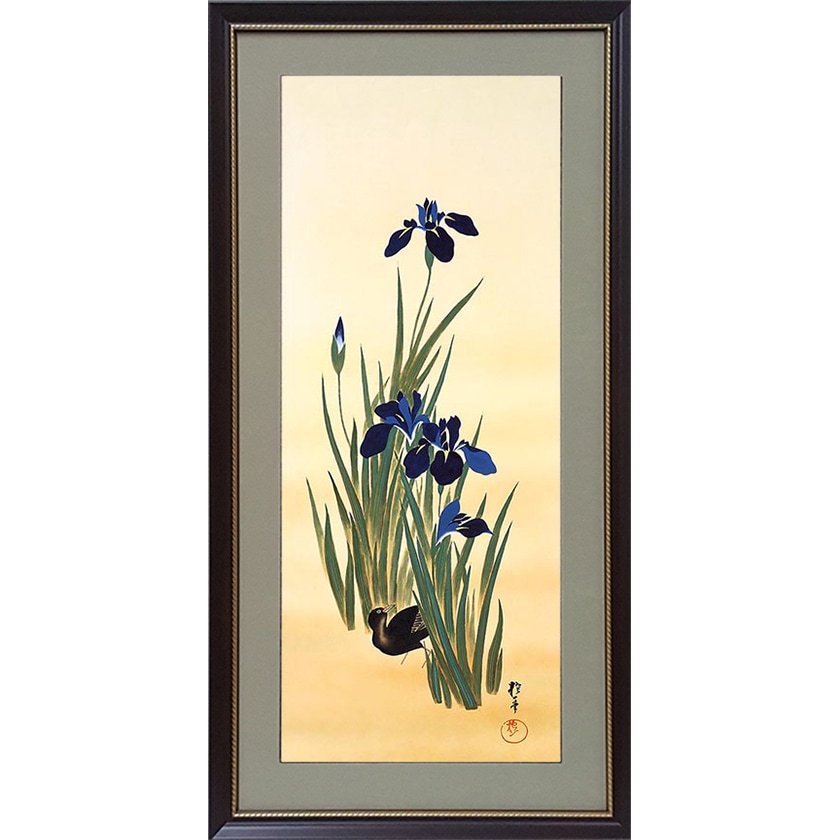 酒井抱一 「十二か月花鳥図」 六月 「立葵紫陽花に蜻蛉図」 複製掛軸