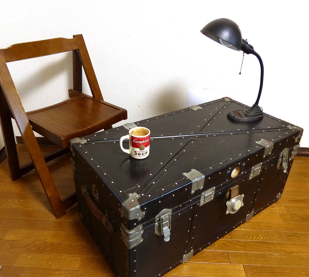 アンティーク/ ヴィンテージ 大型 木製トランク 船箱 / ローテーブル