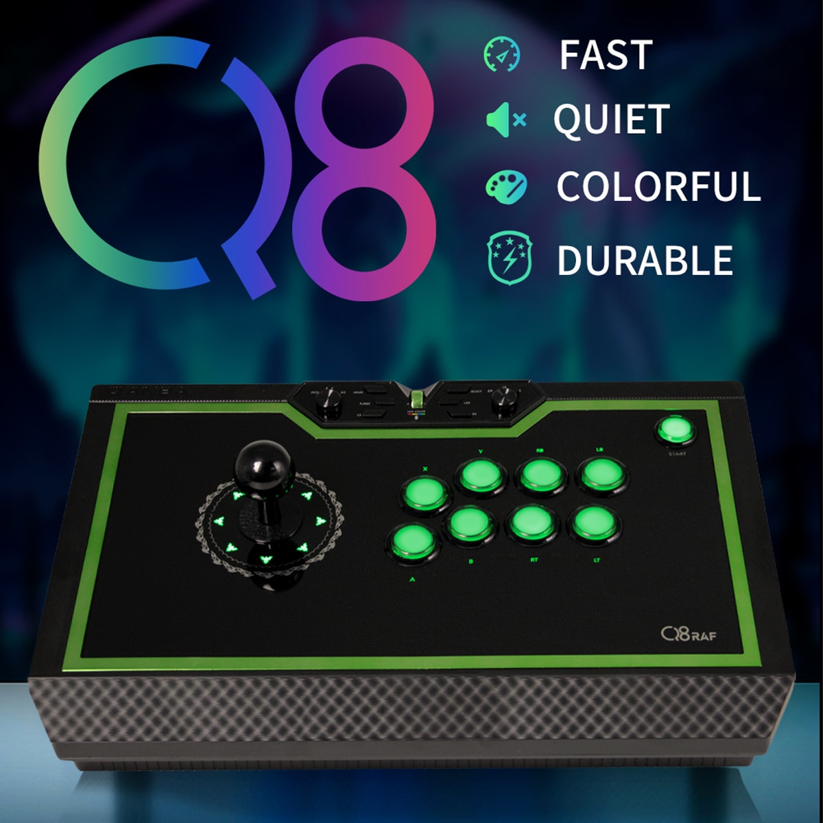 LED静音レバー&ボタン】 Qanba Q8 Silent Arcade Joystick クァンバ Q8