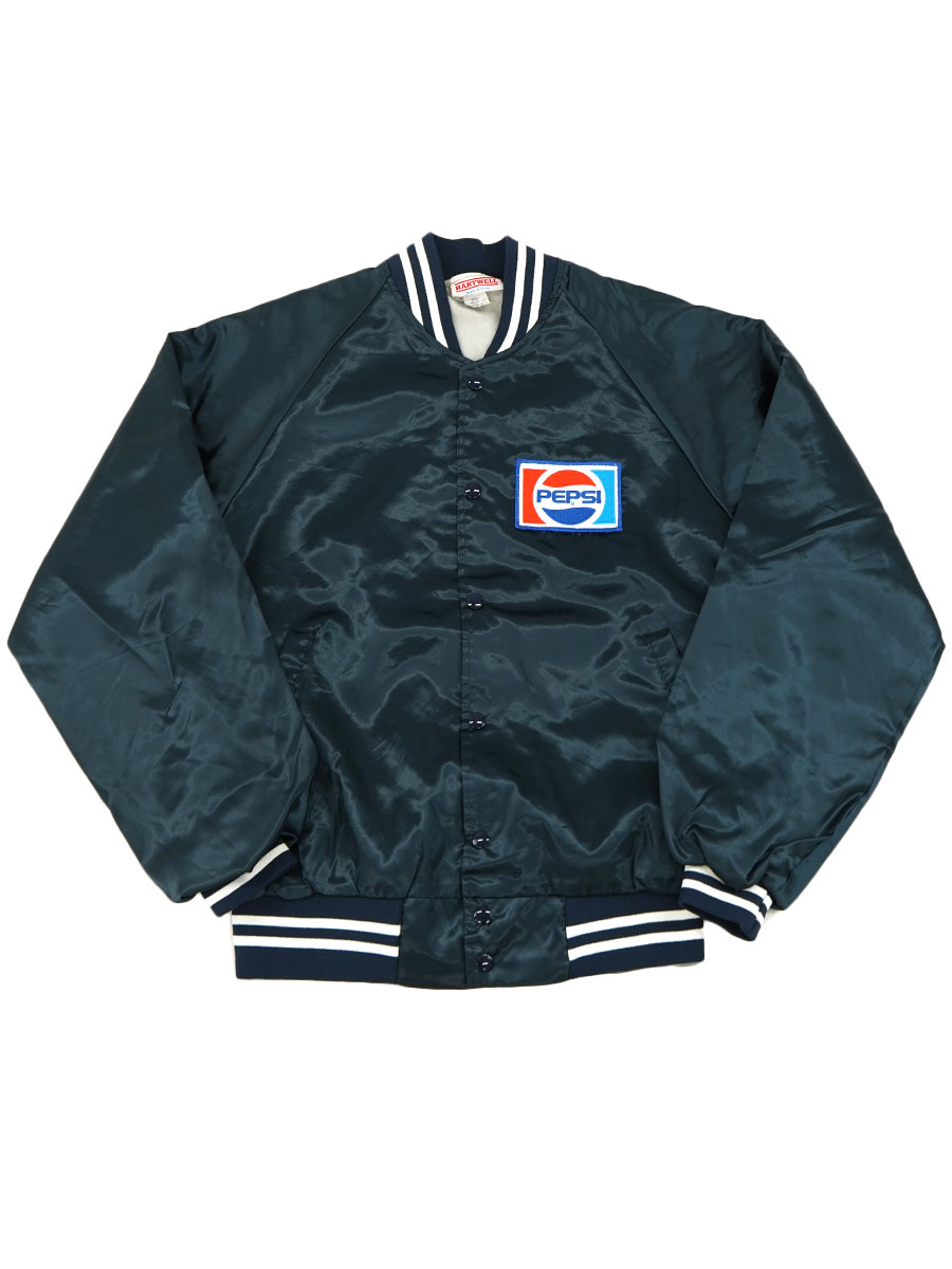 80's HARTWELL ''PEPSI'' リブライン サテンスタジャン 表記(M) USA製