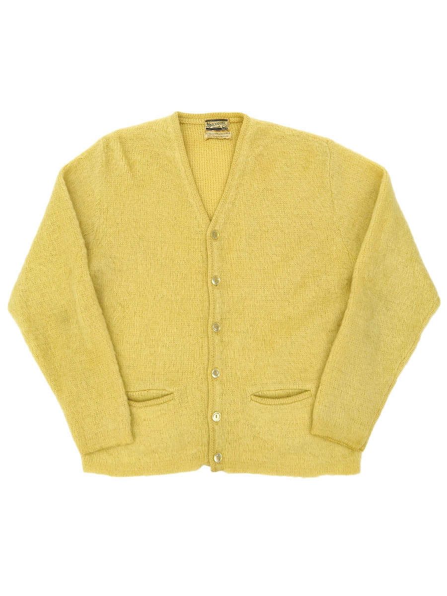 60's Saxony ウール×モヘア ニットカーディガン クリームイエロー 表記
