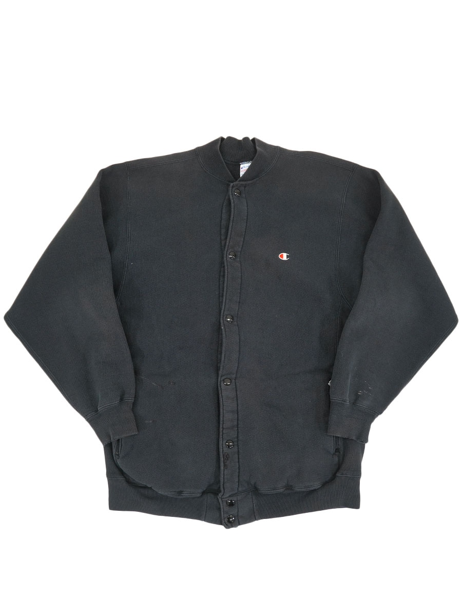 90's 刺繍タグ チャンピオンRW フルスナップカーディガン ブラック