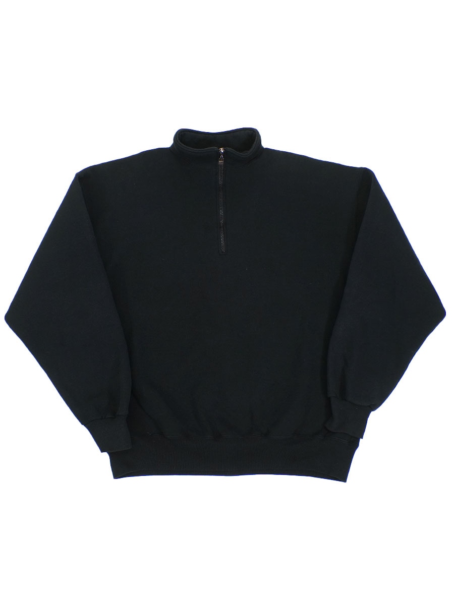 90's RUSSELL ATHLETIC 無地 ハーフジップ P/Oスウェット 黒 表記(XL