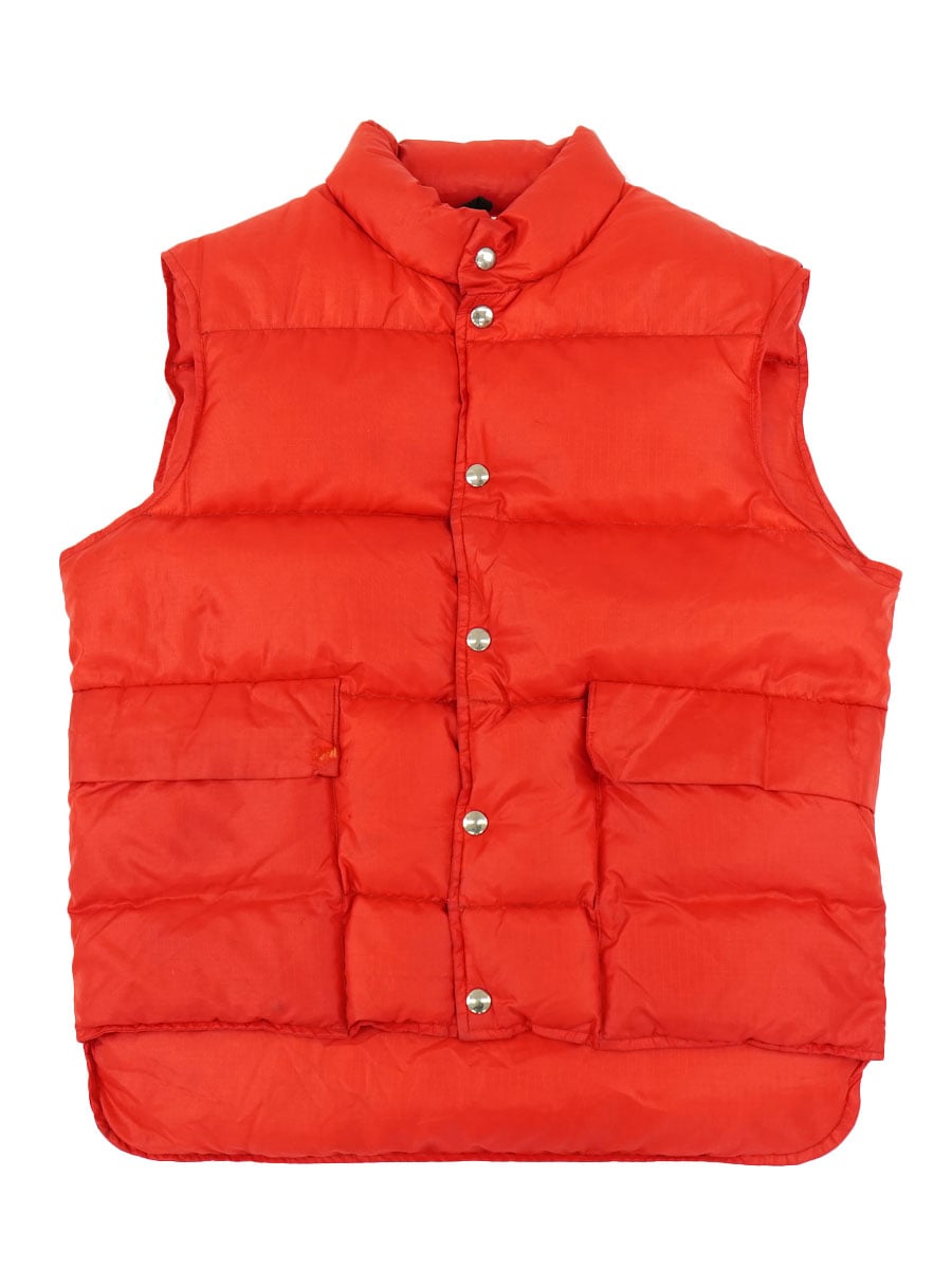 80's Woolrich 2ポケ リップストップ ダウンベスト レッド 実寸(S位
