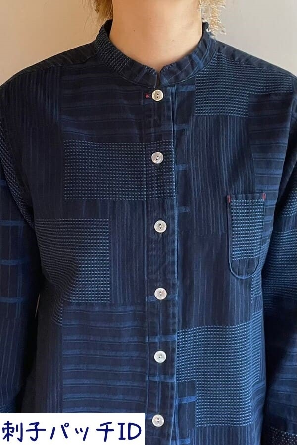 BlueTrick】 レディース スタンドカラーシャツ 刺子パッチ | シャツ