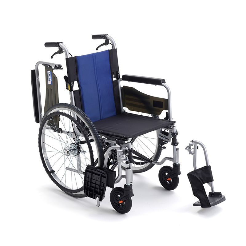 BAL-R2 介助型 車椅子 ブルー 背折れ式 介助ブレーキ付 ノーパンク