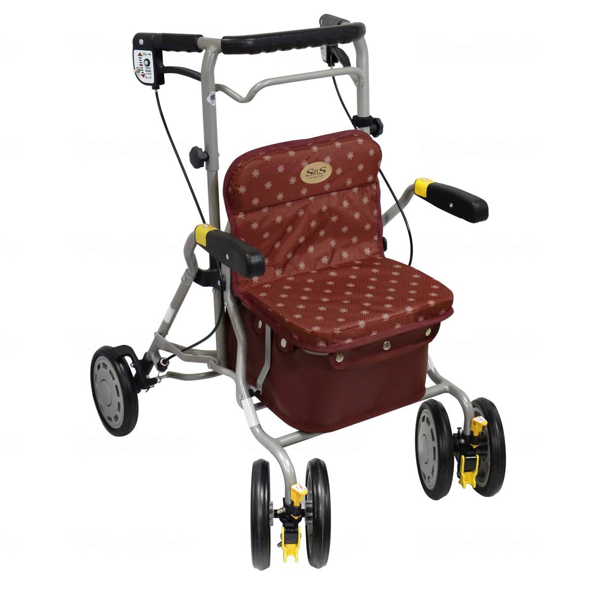 シンフォニーラクーン 花柄ドットエンジ ｜ シルバーカー・歩行器,歩行